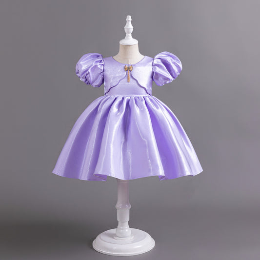 Smooth Satin Princess Flower Dress