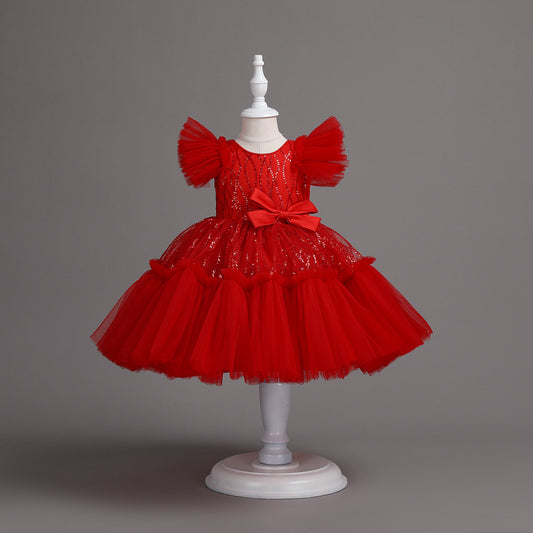 Sequin Pompom Tulle Princess Dress