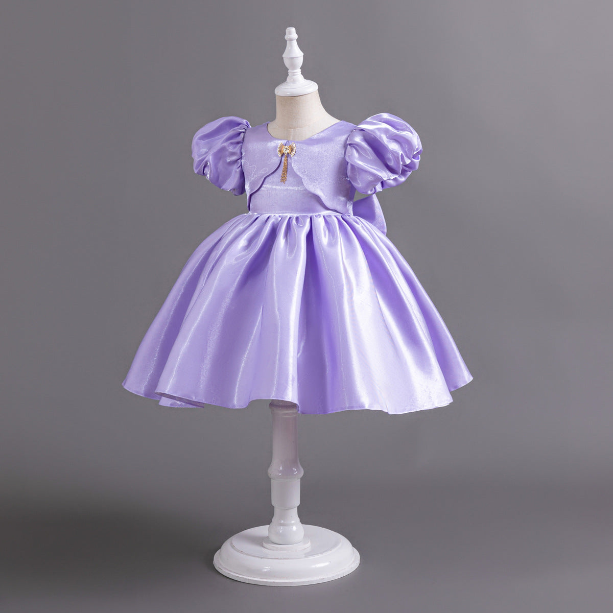 Smooth Satin Princess Flower Dress