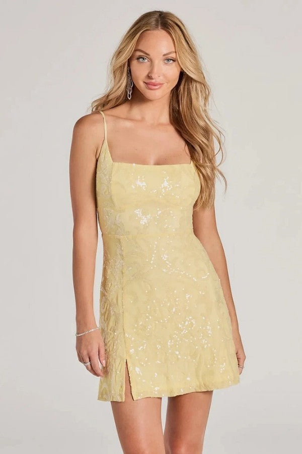 Fashionable Sequined Spaghetti Strap Backless Short Dress