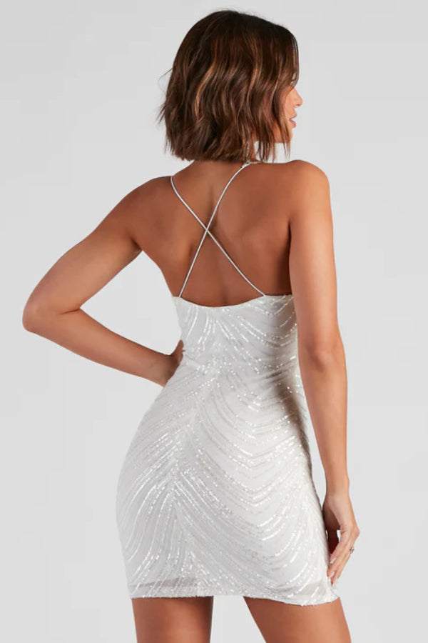 Sexy Spaghetti Strap Vintage Sequin Gown