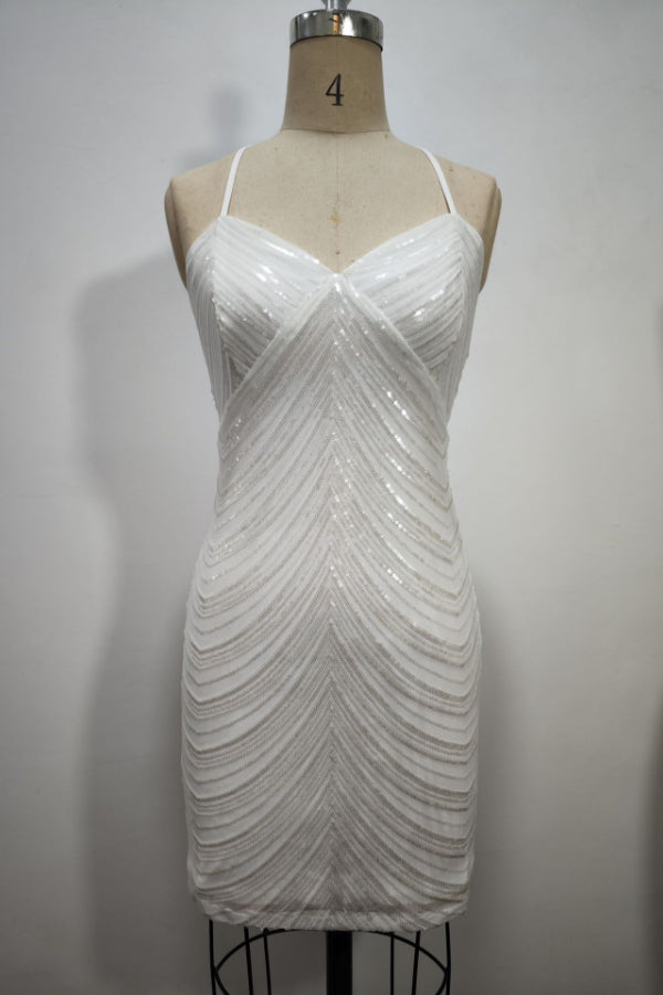 Sexy Spaghetti Strap Vintage Sequin Gown