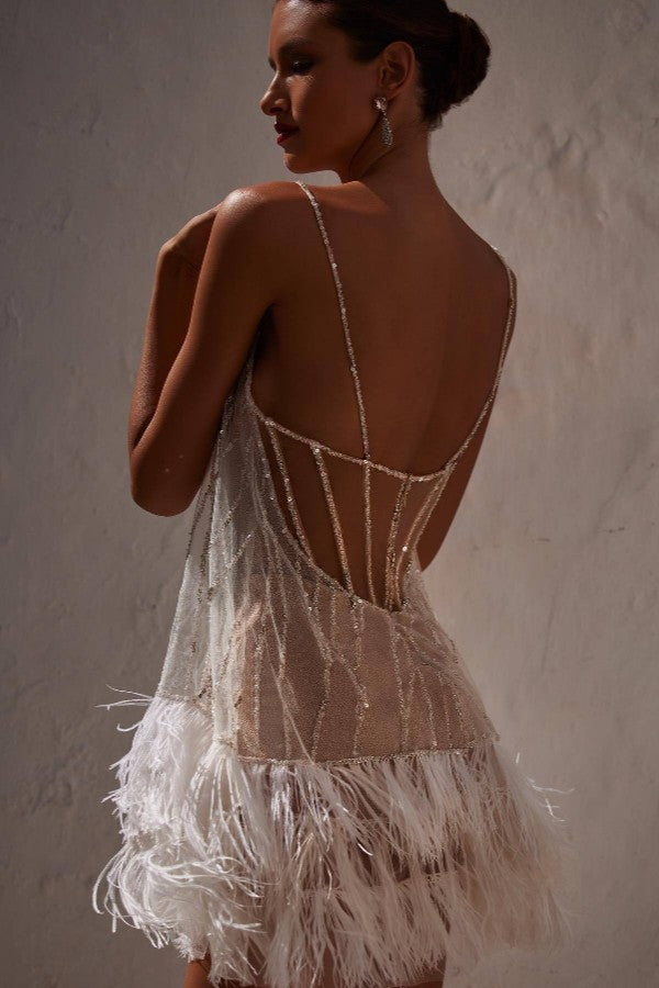 Party Dress with Sexy Backless Layered Fringe and Beads