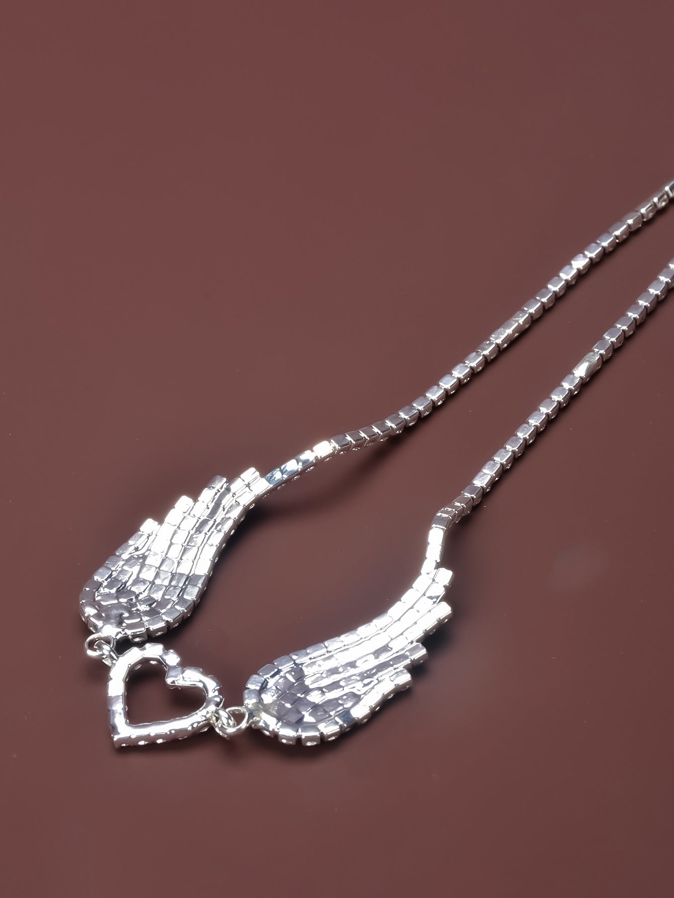 Full Rhinestone Angel Wing Necklace