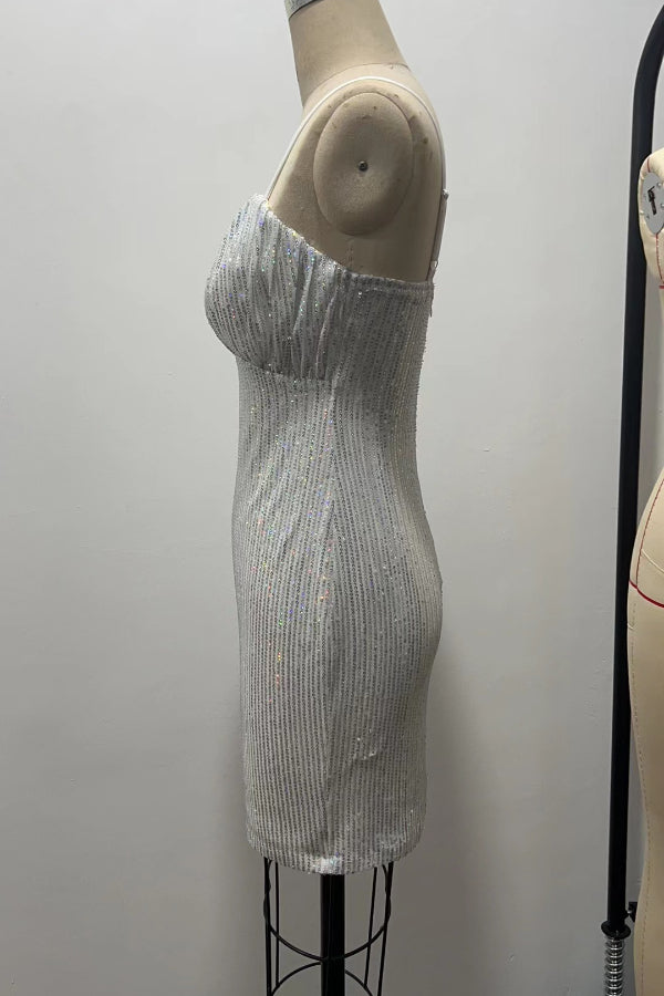 Sequin Sexy Spaghetti Strap Vintage Sequin Gown