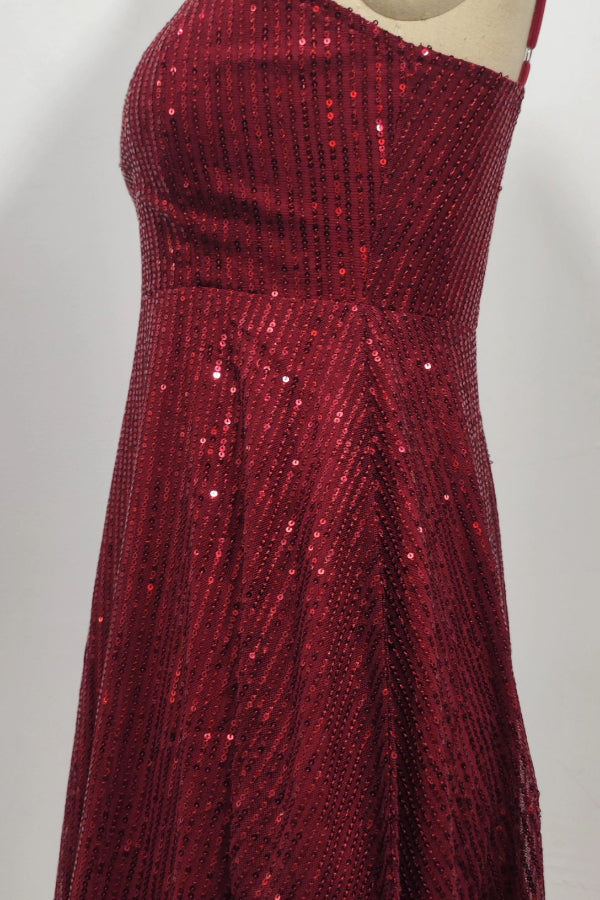 Fashion Casual Sexy Spaghetti Strap Sequin A-Line Dress