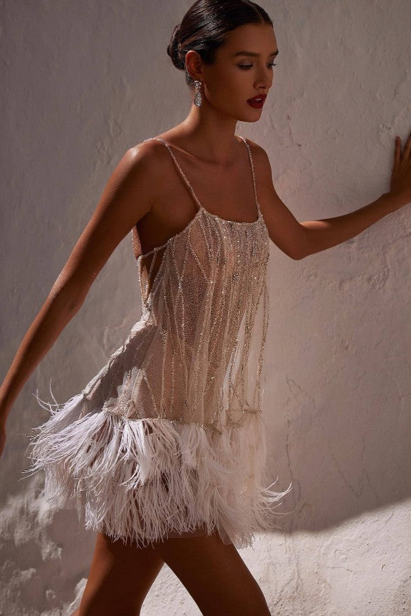 Party Dress with Sexy Backless Layered Fringe and Beads