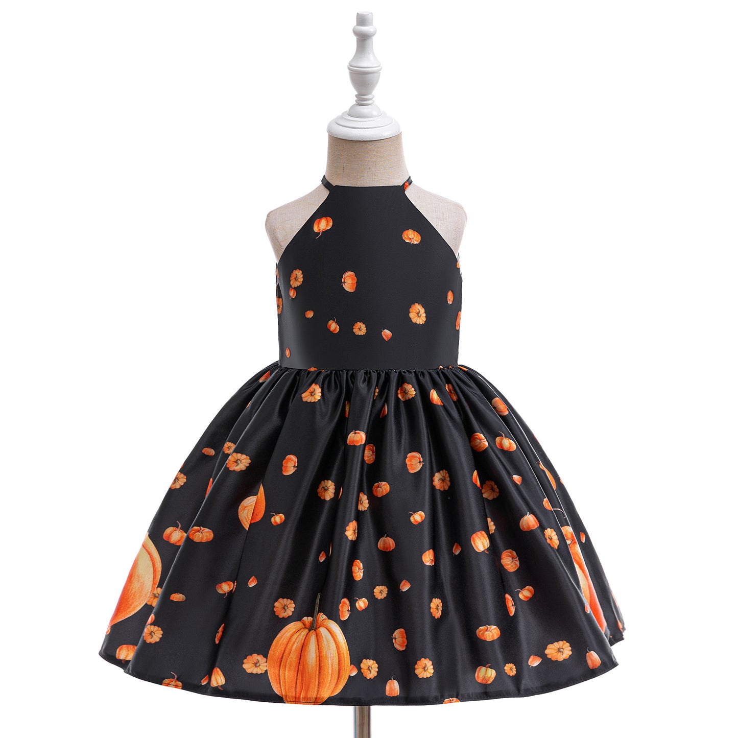 Halloween Kids’ Gown Girls Cartoon Witch Pumpkin Ghost Skeleton Print Cosplay Party Holiday Outfit