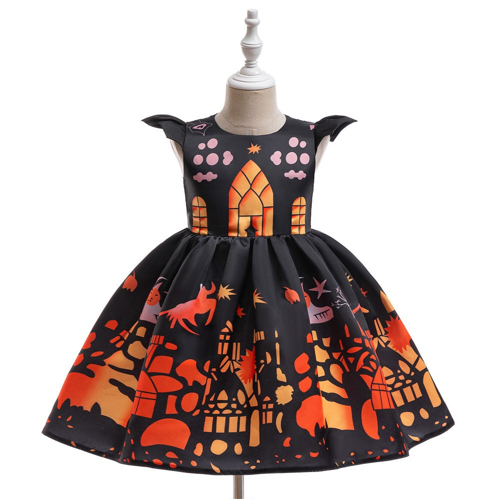 Anime Cartoon Print Dress Cosplay Halloween Gown