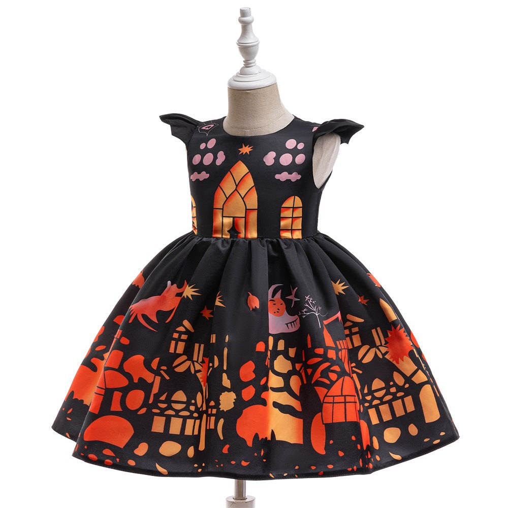 Anime Cartoon Print Dress Cosplay Halloween Gown