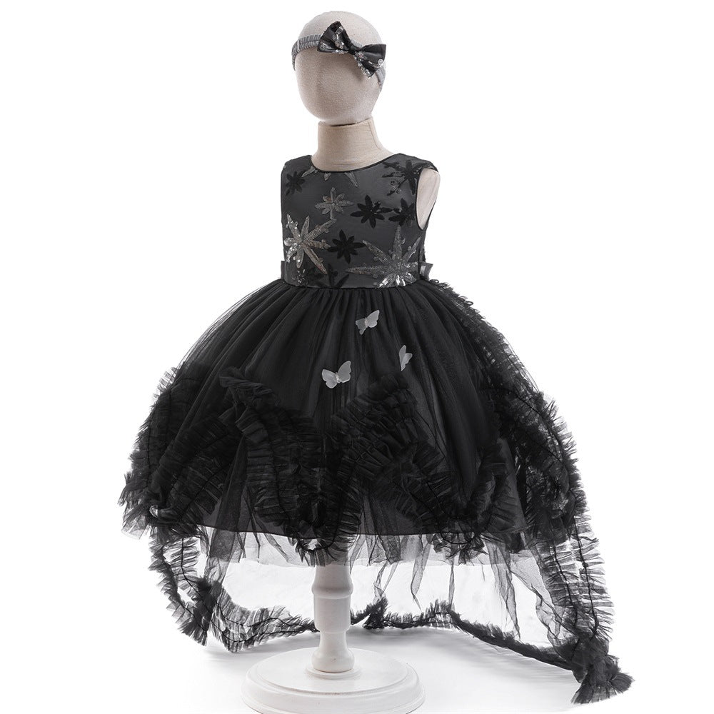 Halloween Cosplay Sequin Embroidery Mesh Puff Princess Train Dress