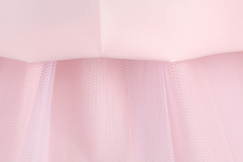 Puff Sleeve Princess Dress Mesh Pink Gown