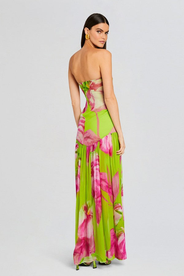 Stylish Printed Slim-Fit Backless French Dress for Vacation