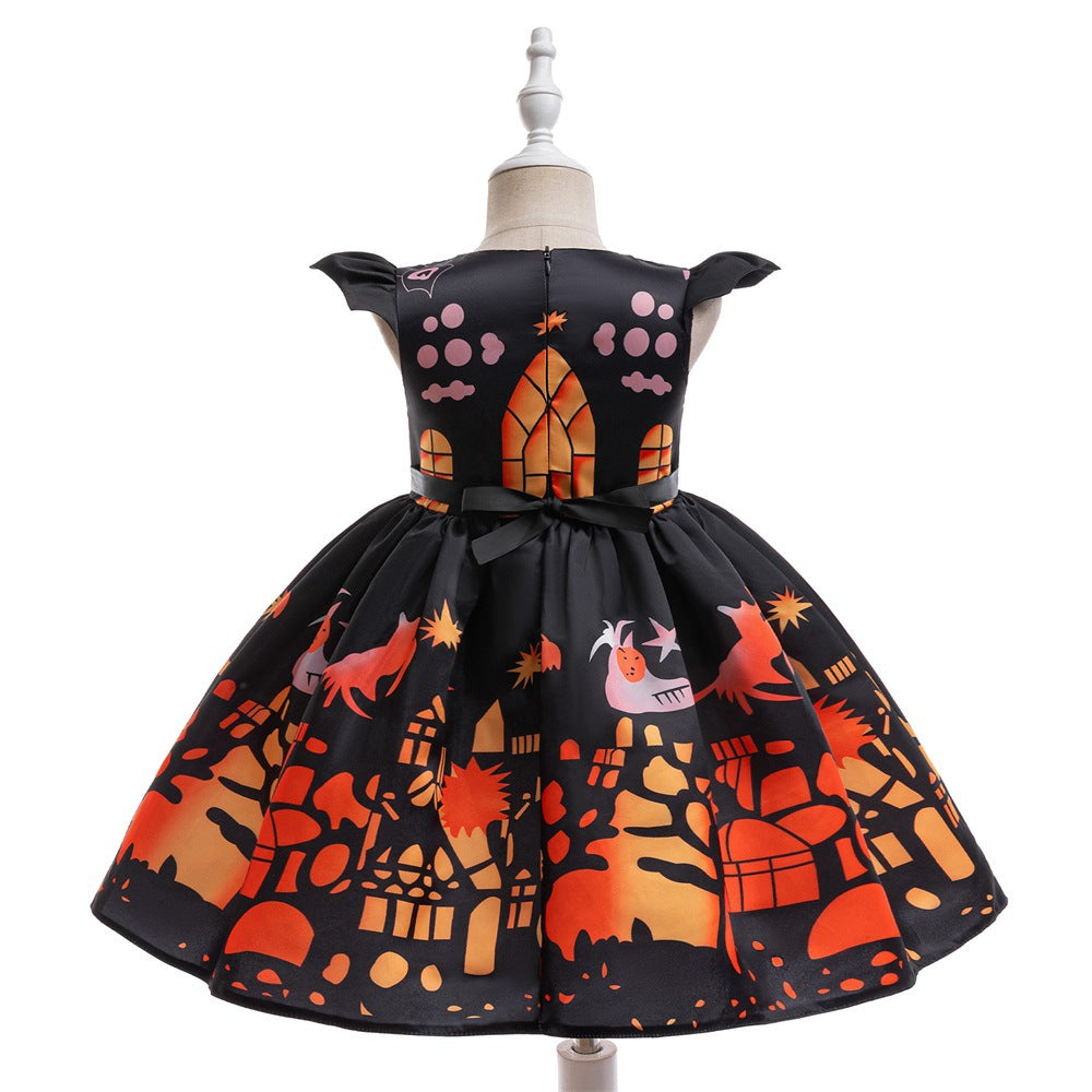 Anime Cartoon Print Dress Cosplay Halloween Gown