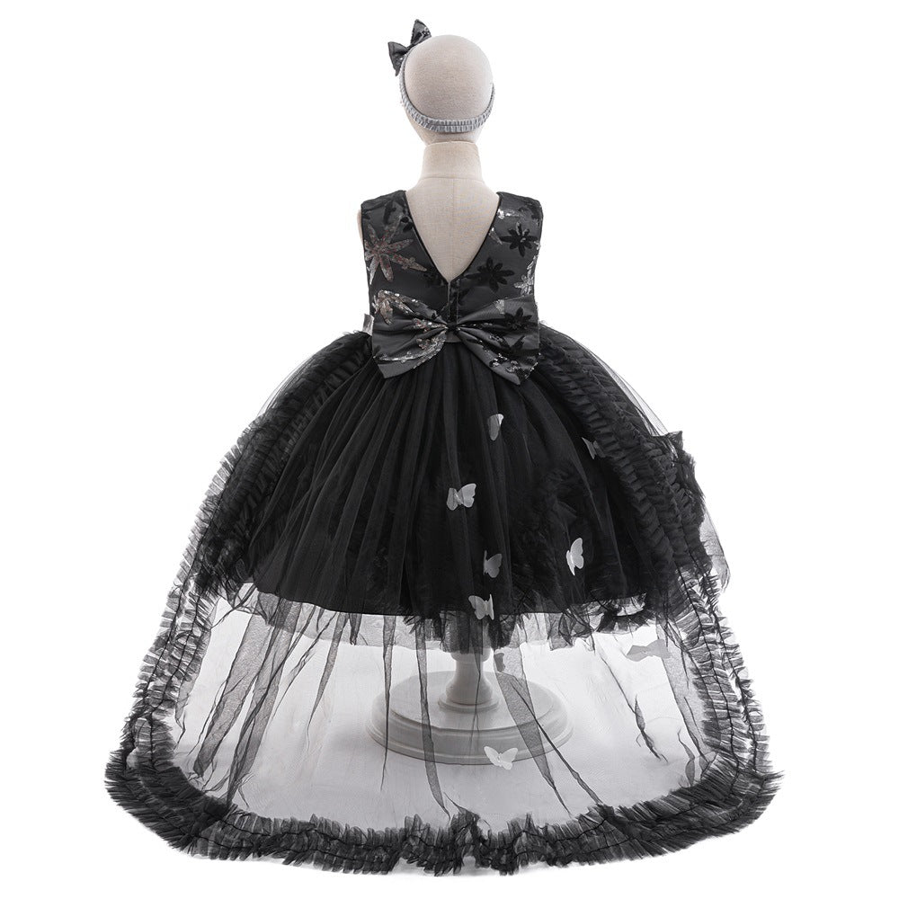 Halloween Cosplay Sequin Embroidery Mesh Puff Princess Train Dress