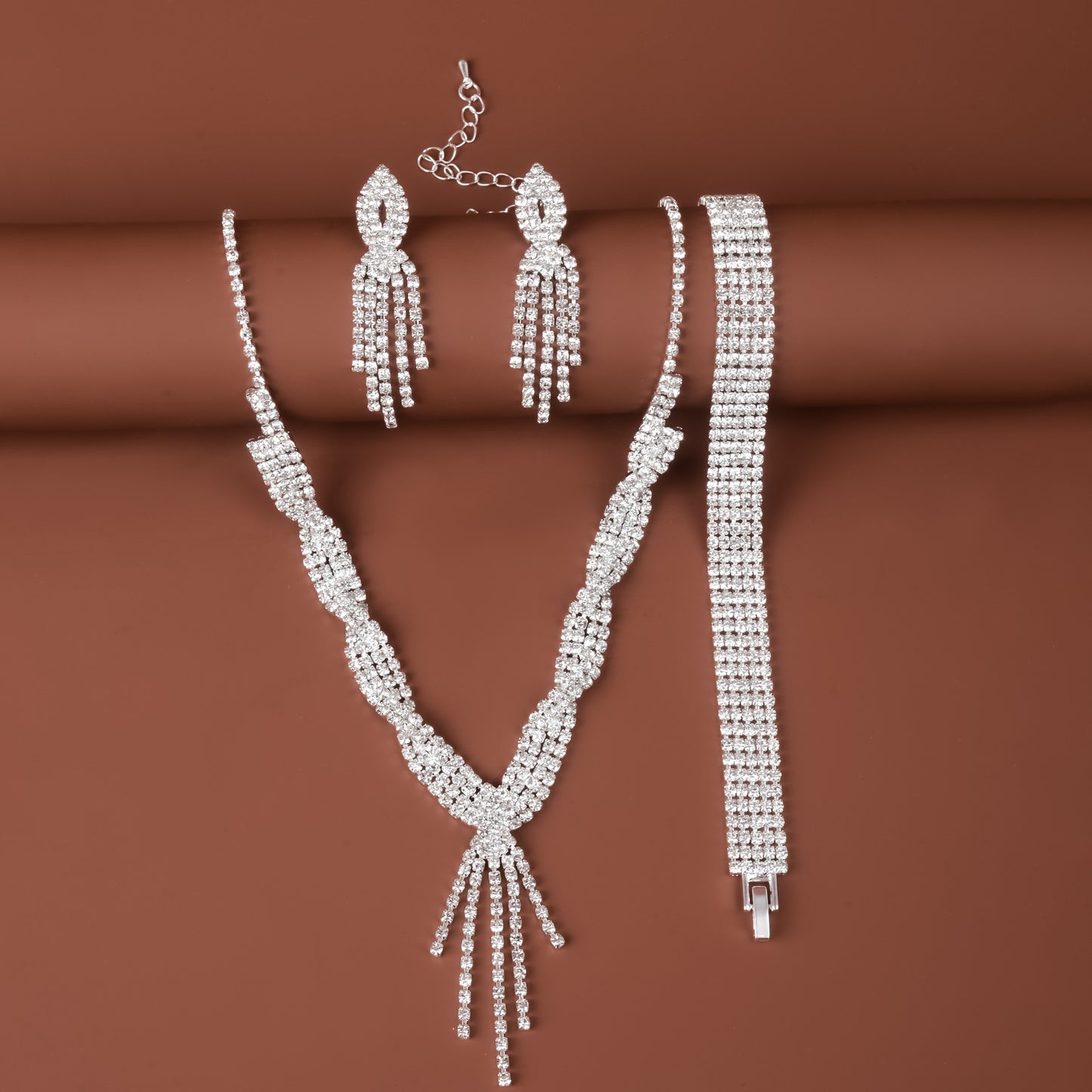 Jewelry Set with Bracelet, Necklace, and Earrings