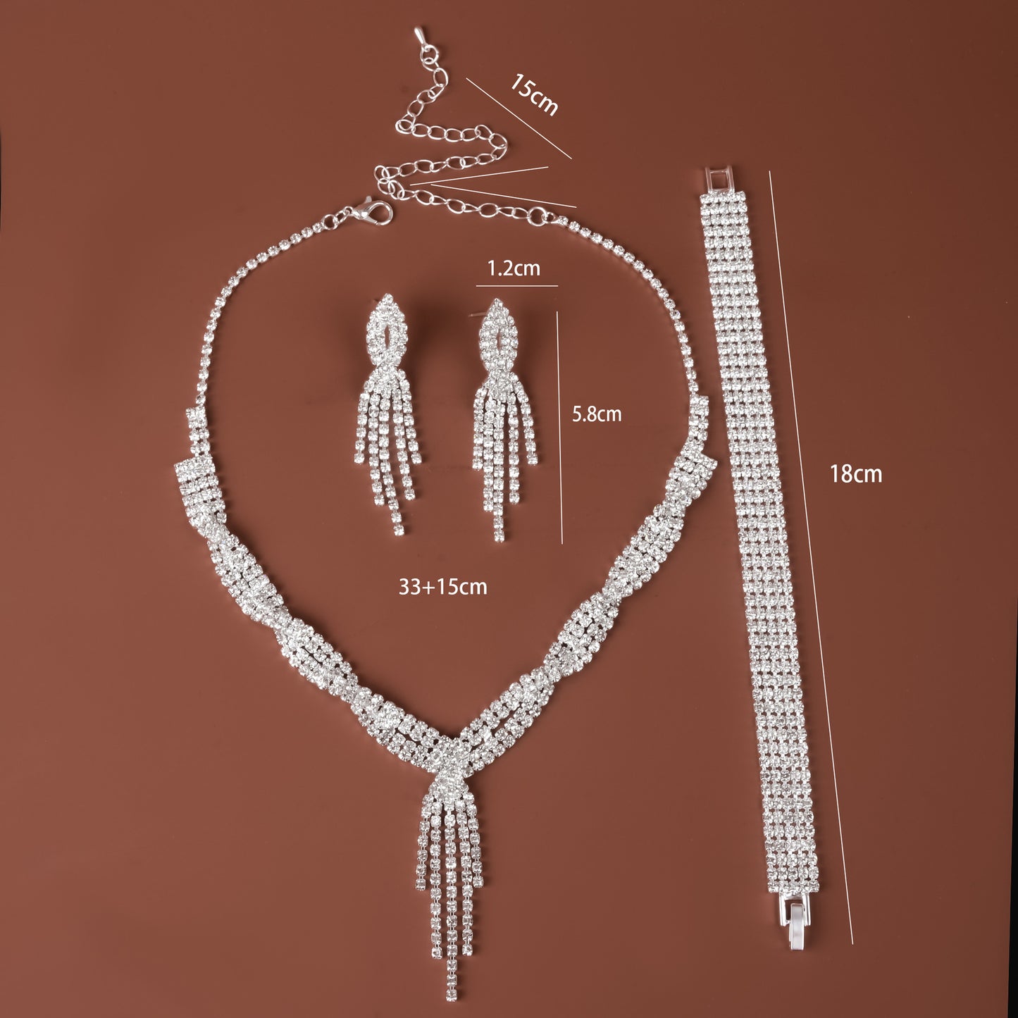 Jewelry Set with Bracelet, Necklace, and Earrings