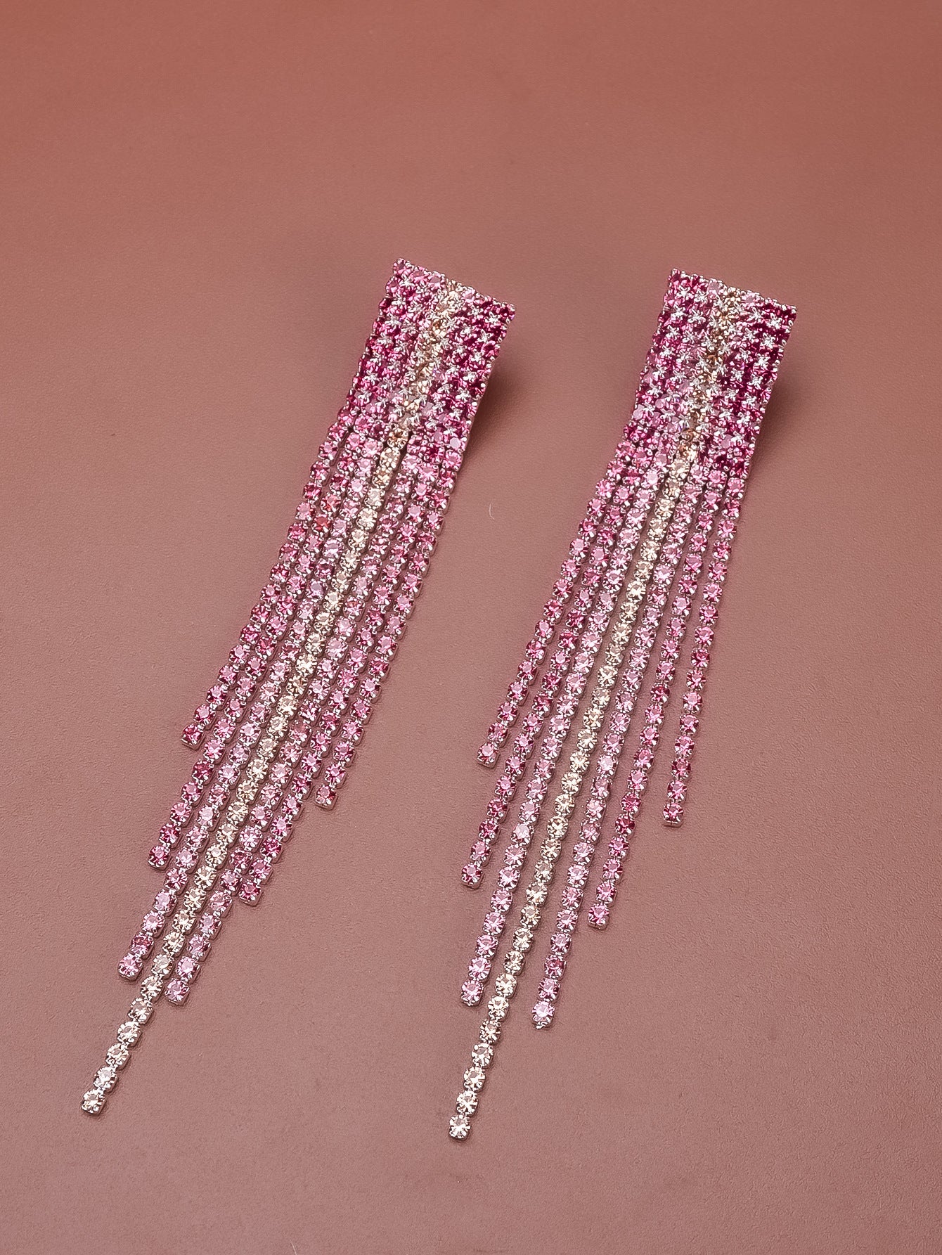 Long Tassel Earrings with Rhinestones