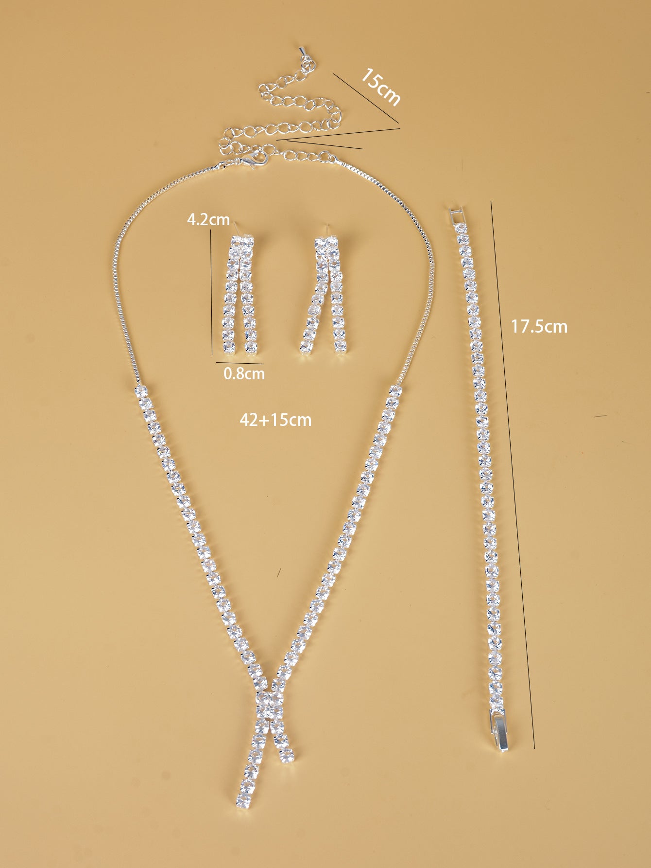 Rhinestone Bridal Jewelry Three-Piece Set