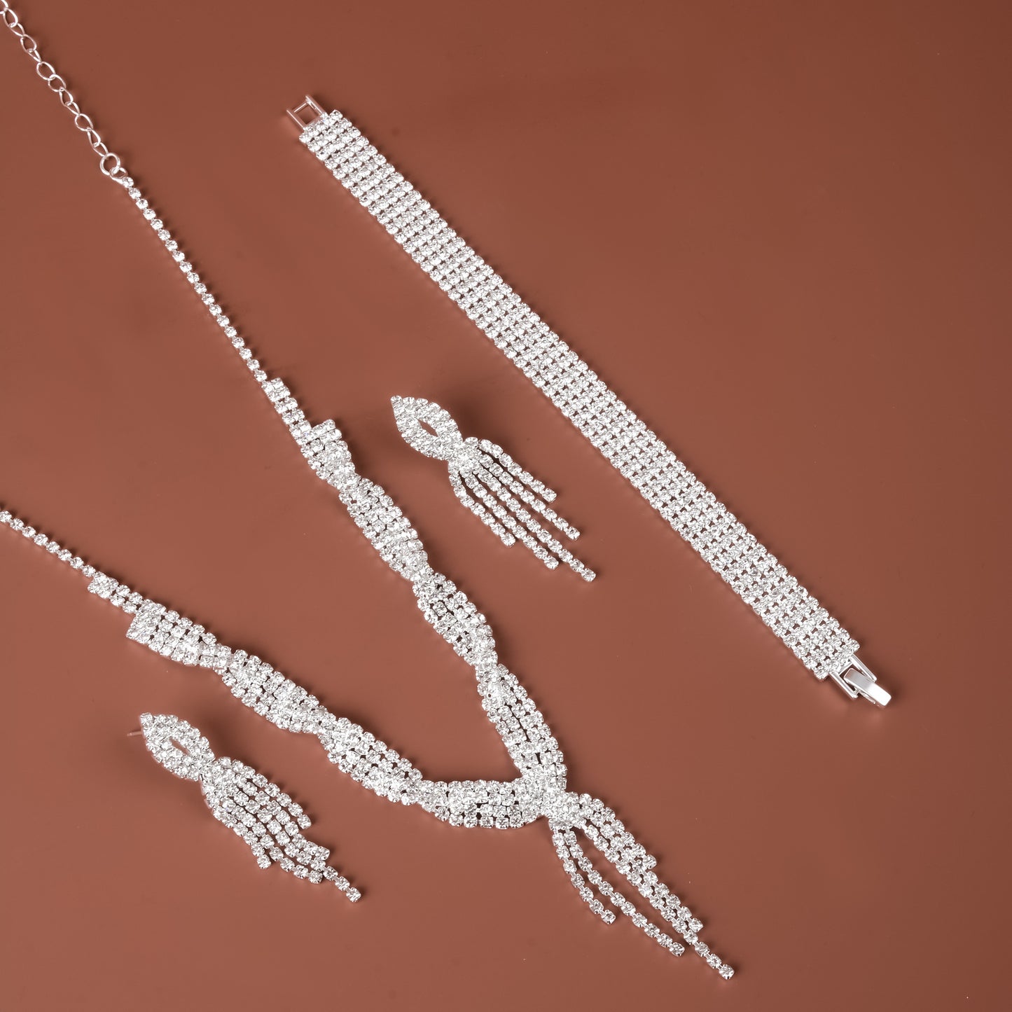 Jewelry Set with Bracelet, Necklace, and Earrings