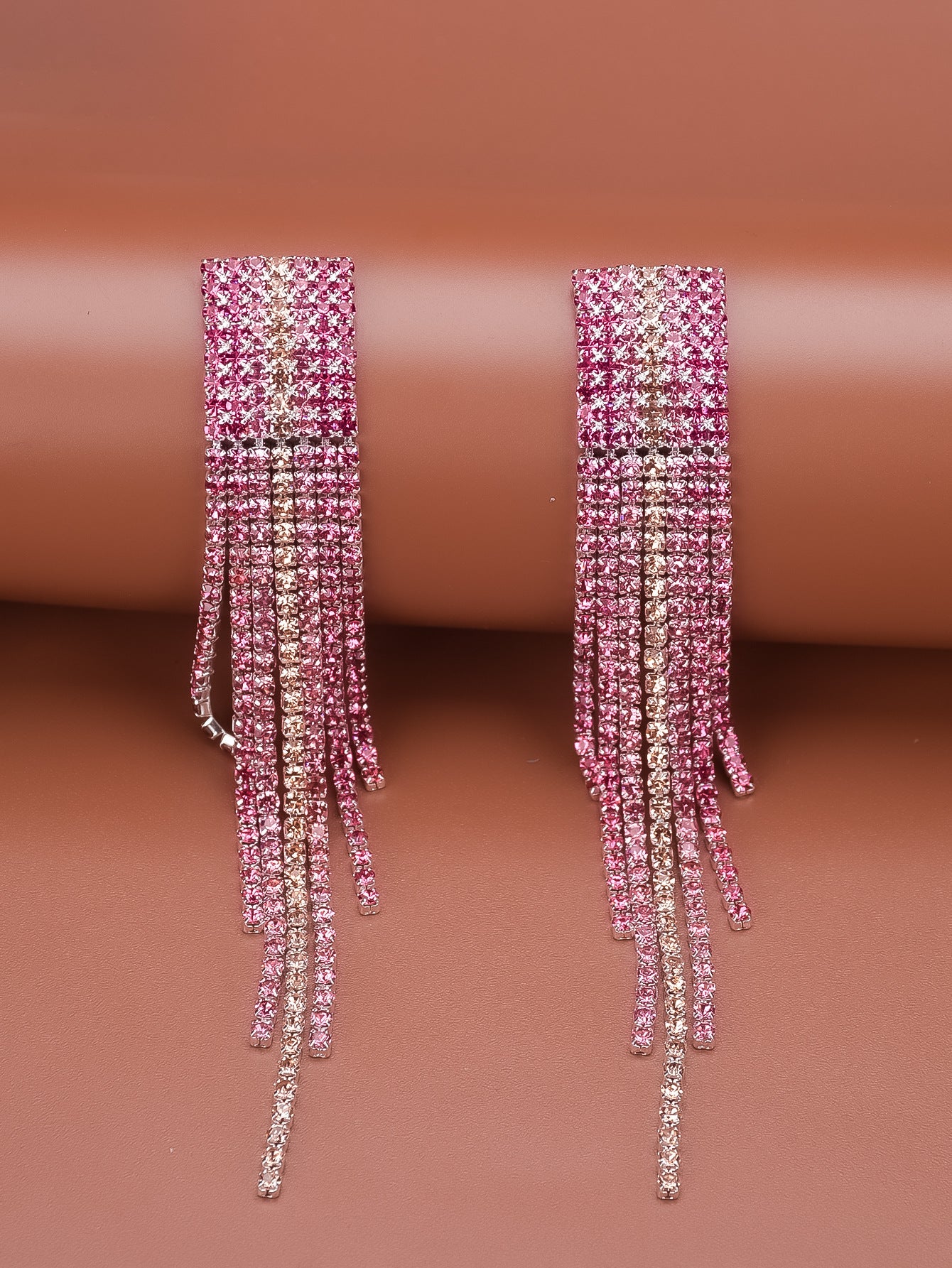 Long Tassel Earrings with Rhinestones