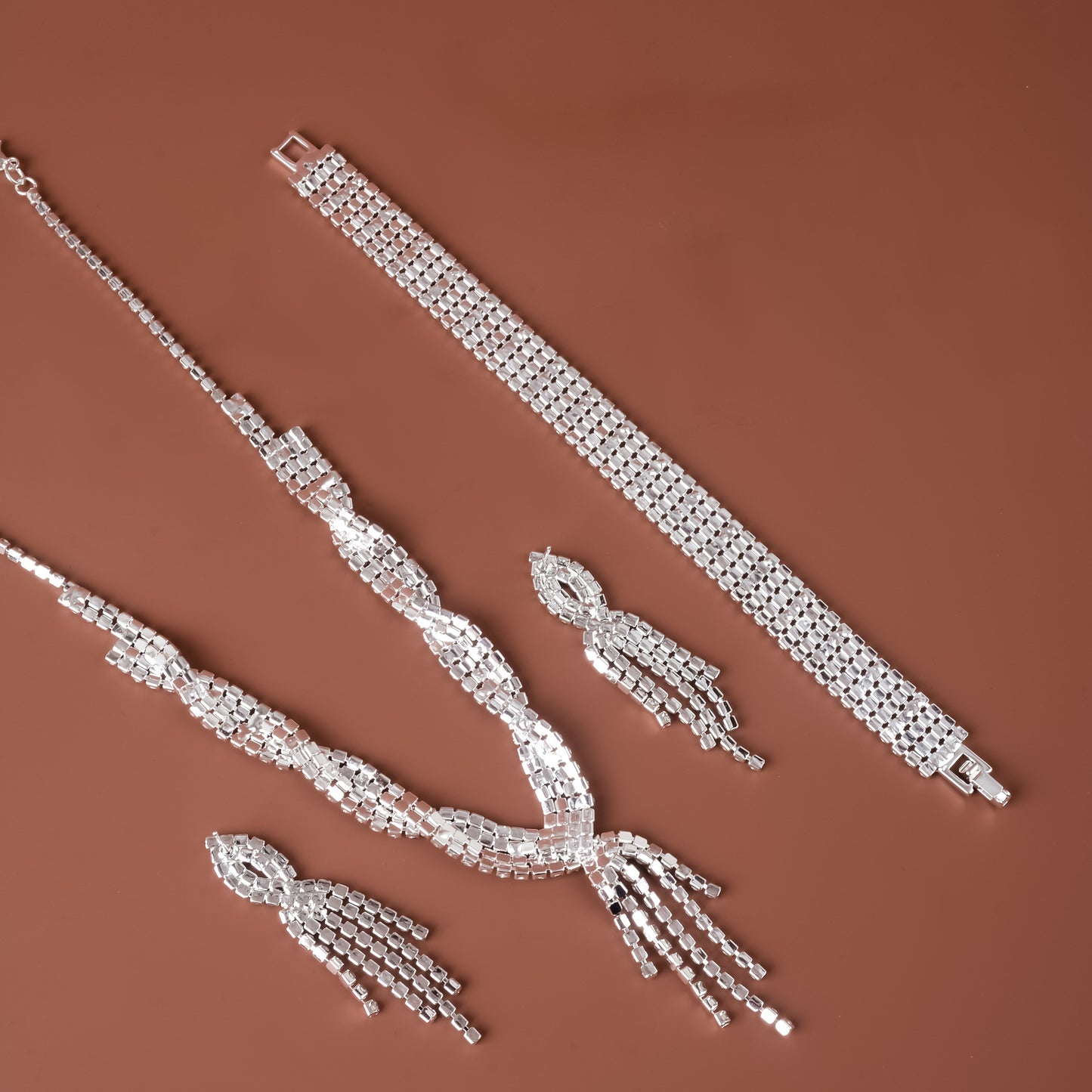 Jewelry Set with Bracelet, Necklace, and Earrings