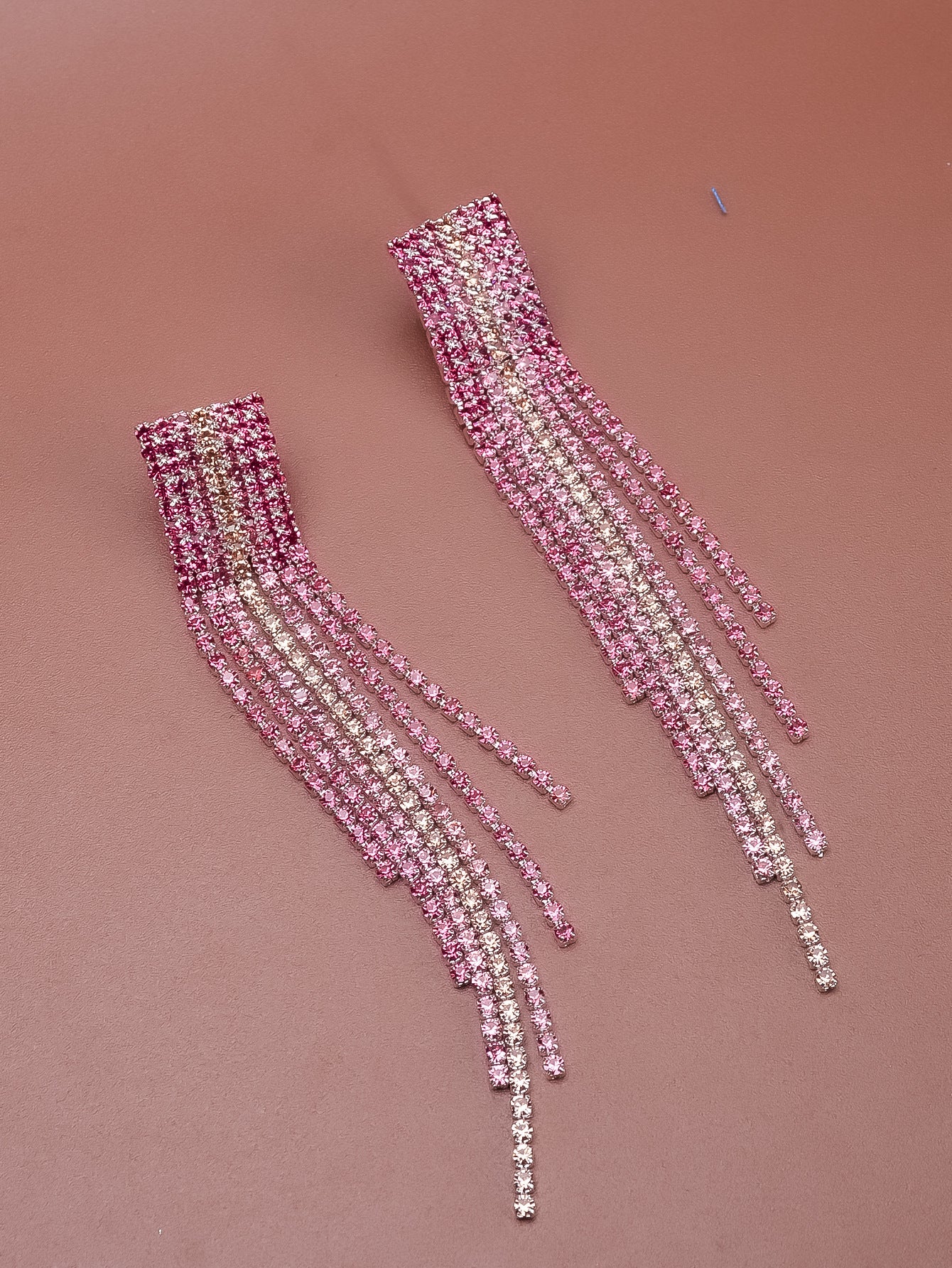 Long Tassel Earrings with Rhinestones