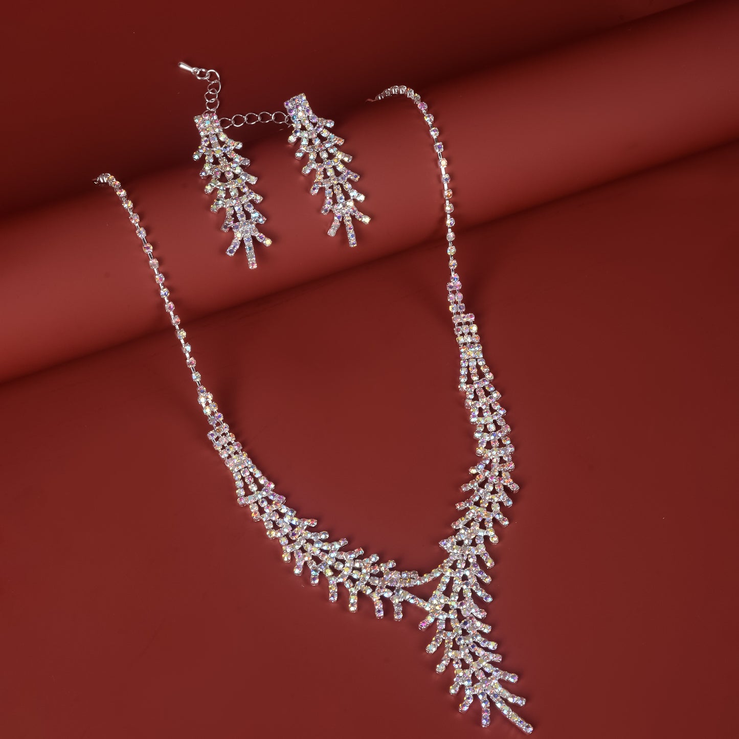 Feather Waterdrop Necklace and Earrings Set