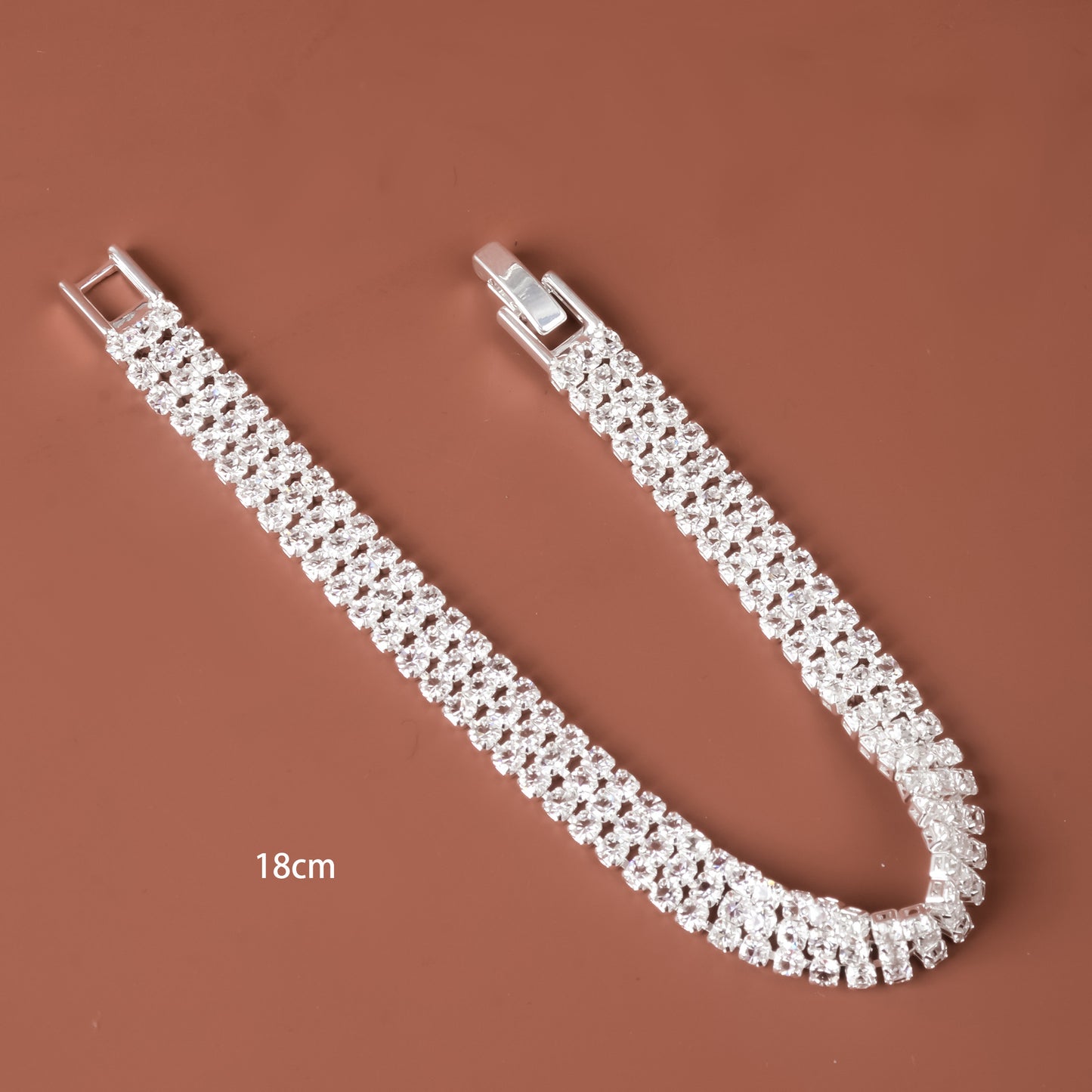 Simple Three-Row Zircon Bracelet