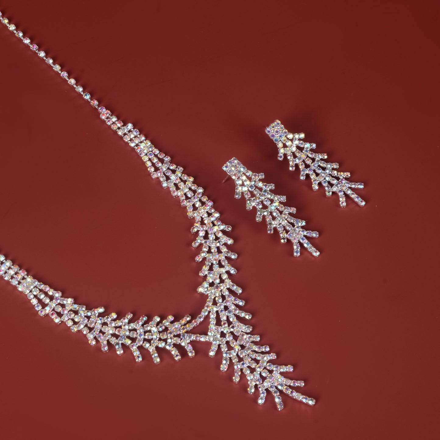 Feather Waterdrop Necklace and Earrings Set