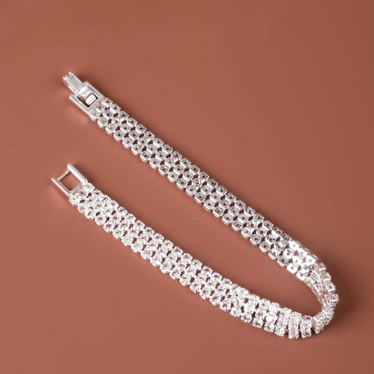 Simple Three-Row Zircon Bracelet