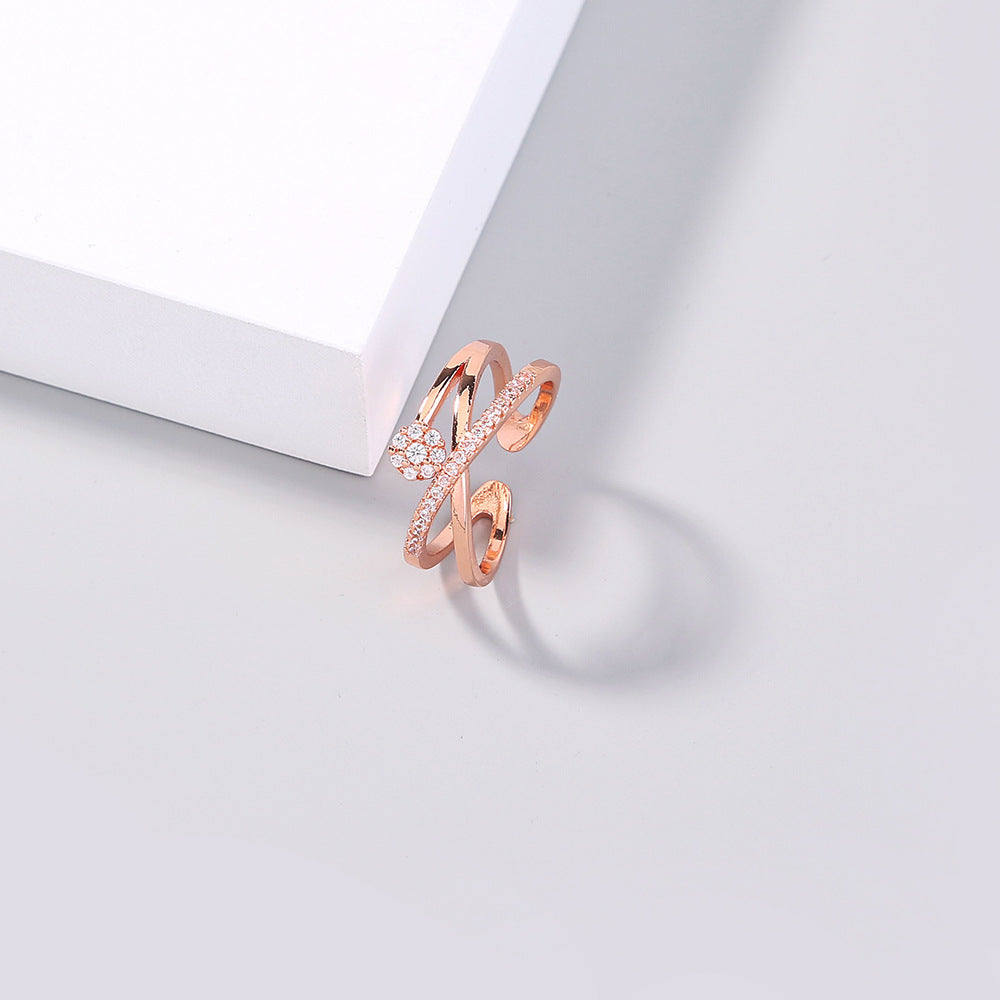 Adjustable Copper Ring with Micro-Paved Zircon