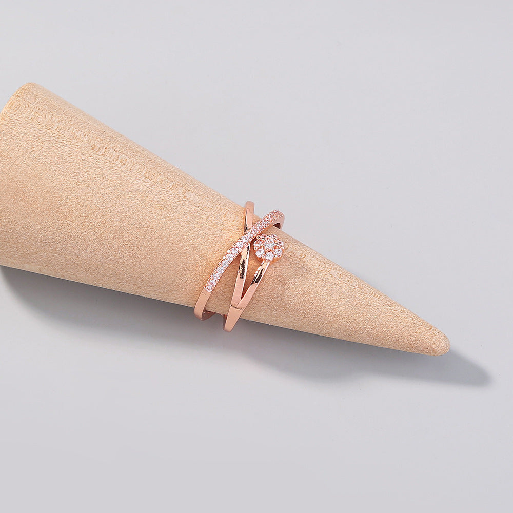 Adjustable Copper Ring with Micro-Paved Zircon