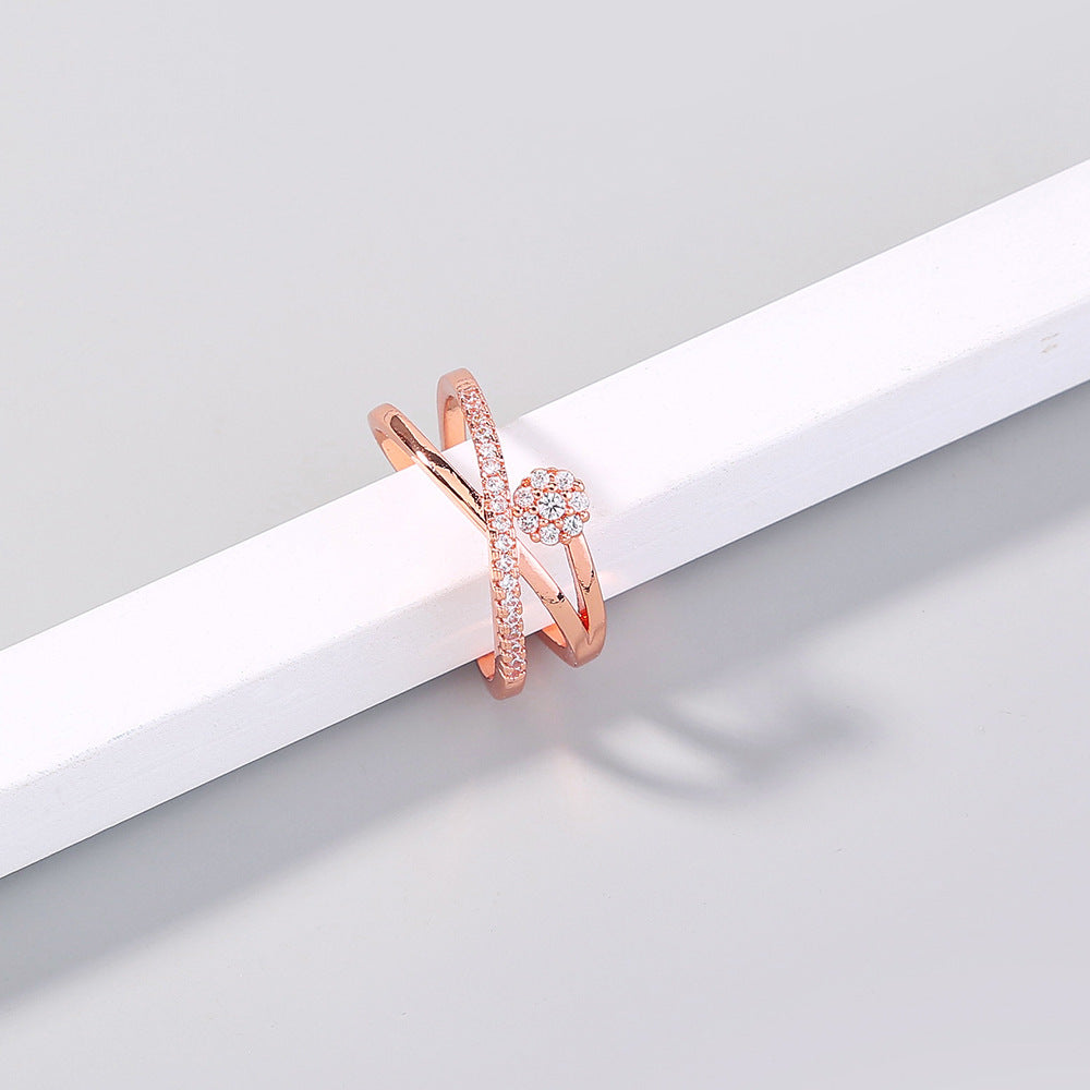 Adjustable Copper Ring with Micro-Paved Zircon