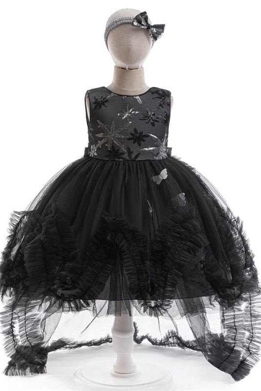 Halloween Cosplay Sequin Embroidery Mesh Puff Princess Train Dress