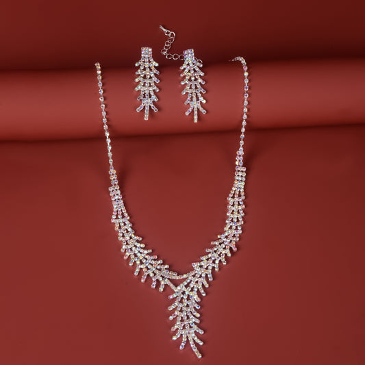 Feather Waterdrop Necklace and Earrings Set