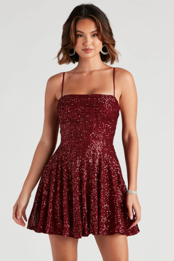 Fashion Casual Sexy Spaghetti Strap Sequin A-Line Dress