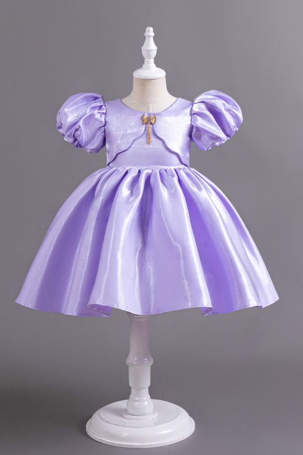 Smooth Satin Princess Flower Dress