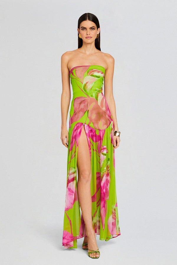 Stylish Printed Slim-Fit Backless French Dress for Vacation