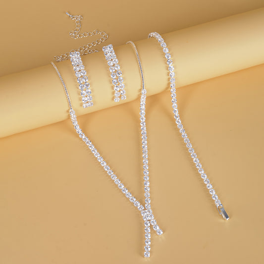 Rhinestone Bridal Jewelry Three-Piece Set