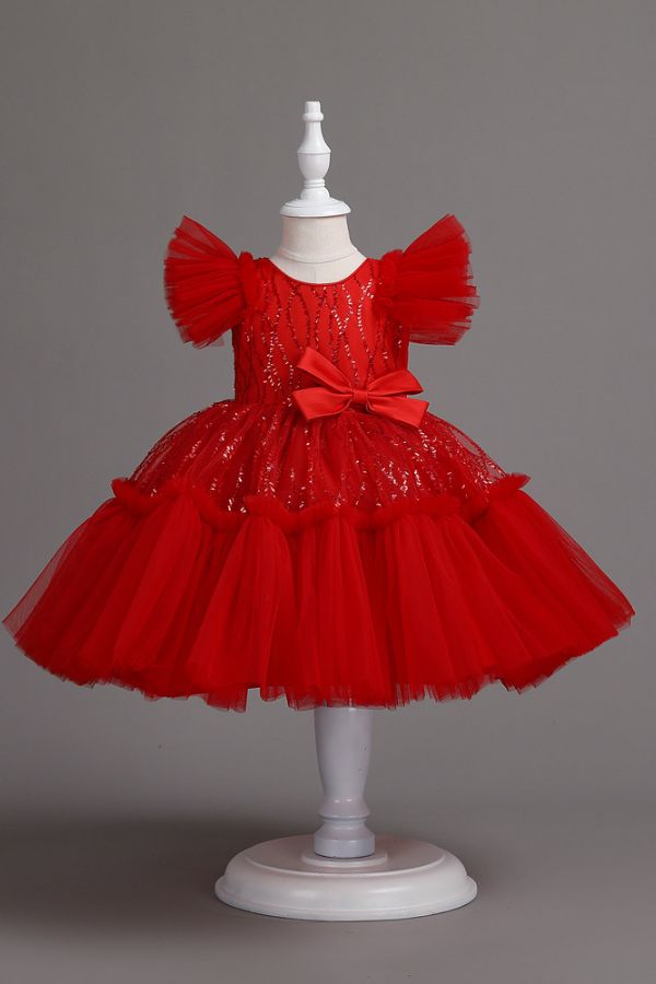 Sequin Pompom Tulle Princess Dress