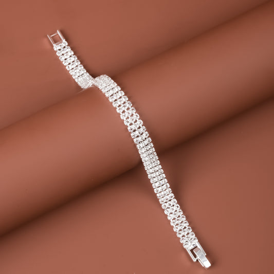 Simple Three-Row Zircon Bracelet