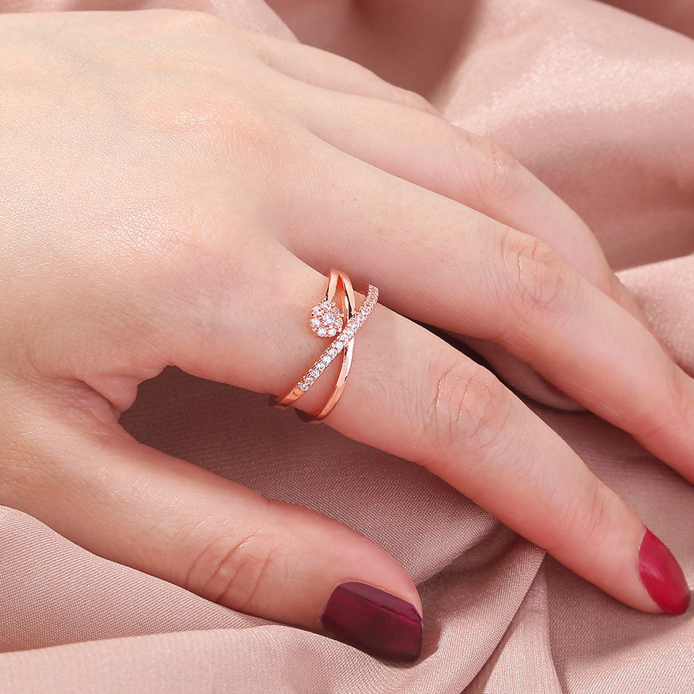 Adjustable Copper Ring with Micro-Paved Zircon