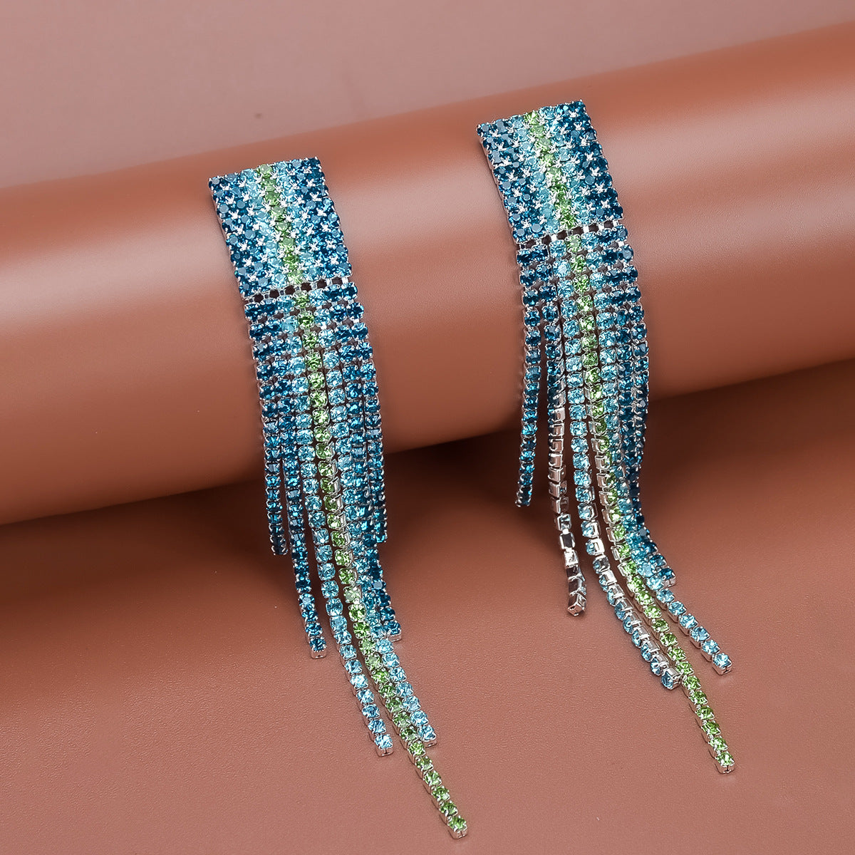 Long Tassel Earrings with Rhinestones