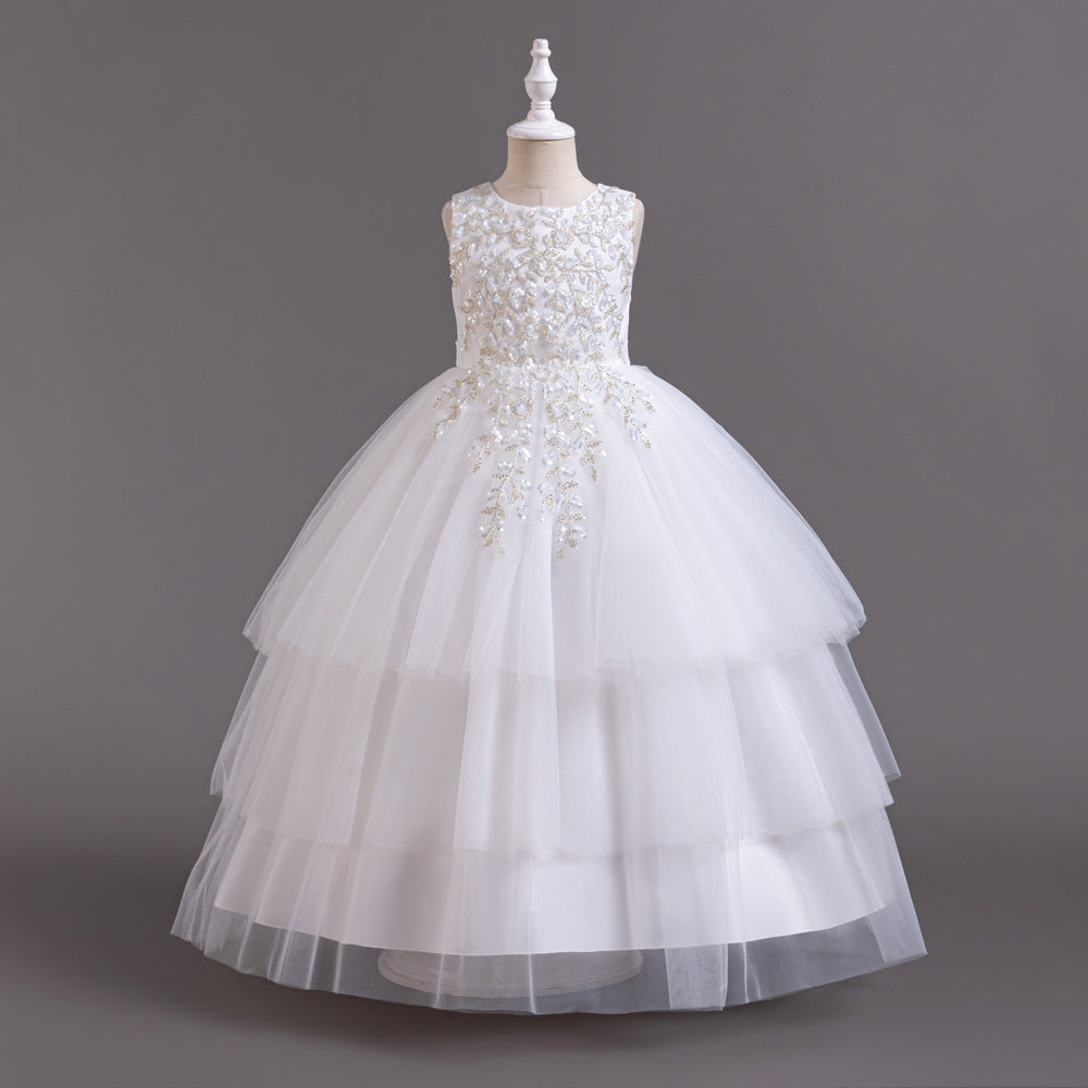 Sleeveless Heavy Craft Wedding Princess Gown Floor-Length