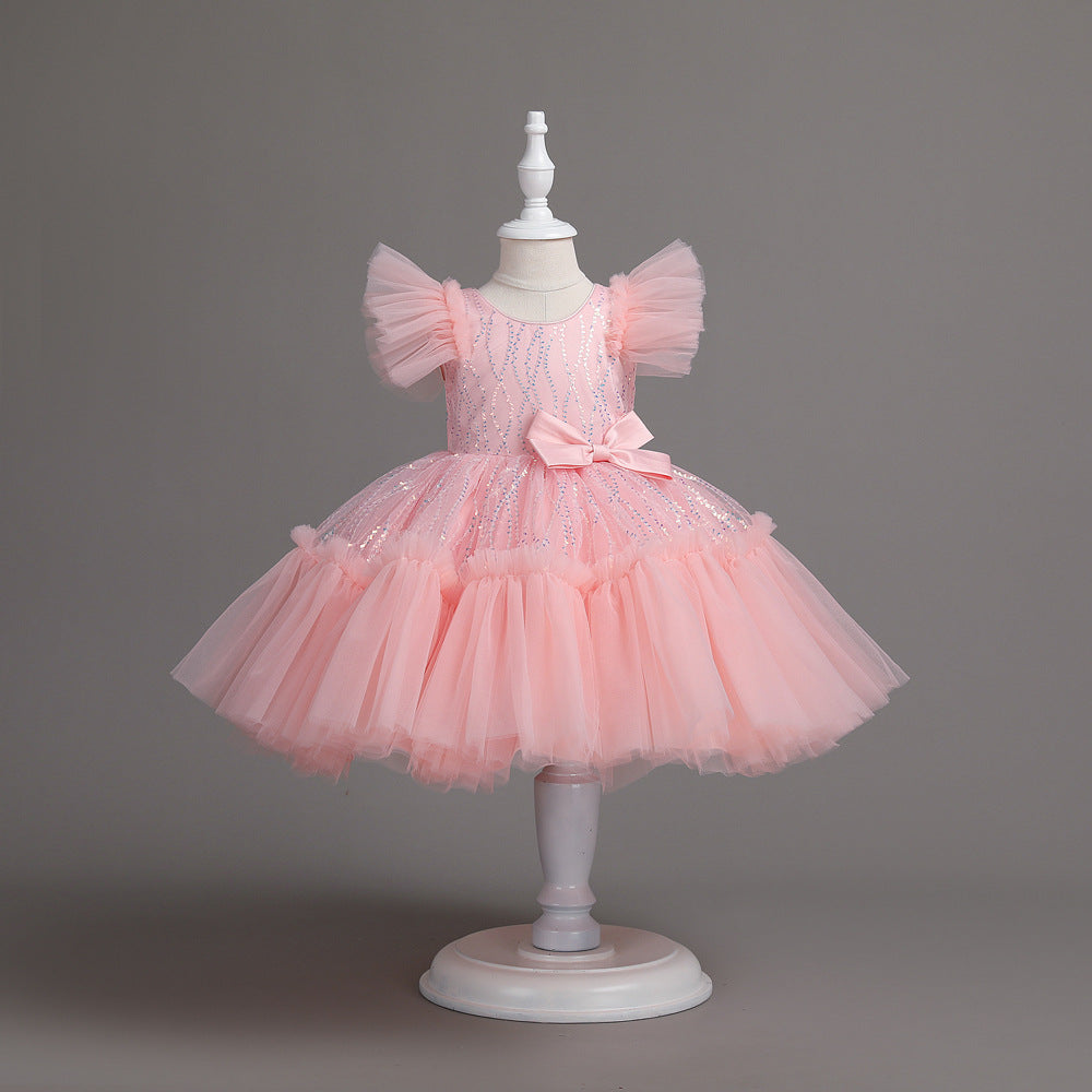 Sequin Pompom Tulle Princess Dress