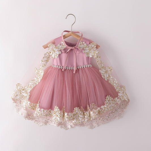 Cape Flower Girl Wedding Dress Children’s Evening Gown