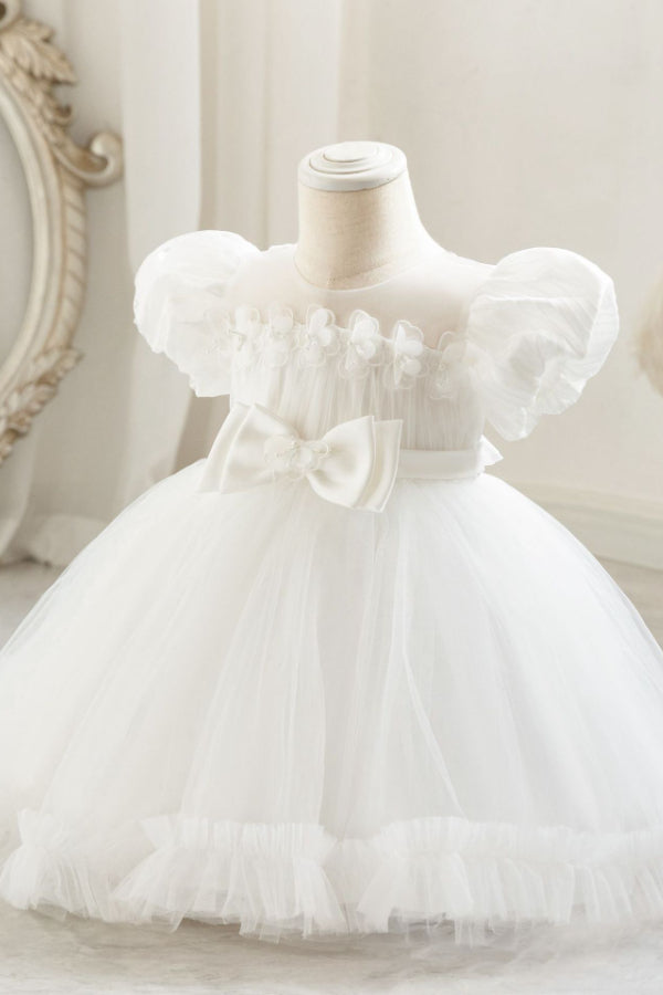 Bow Bubble Sleeve Puffy Dress