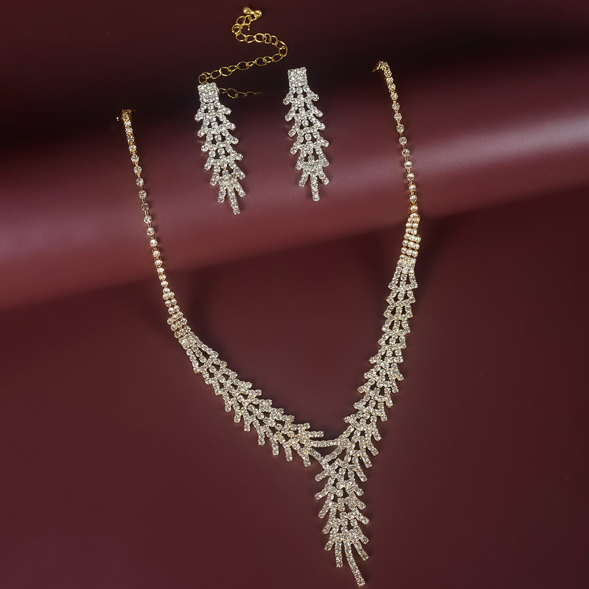 Feather Waterdrop Necklace and Earrings Set