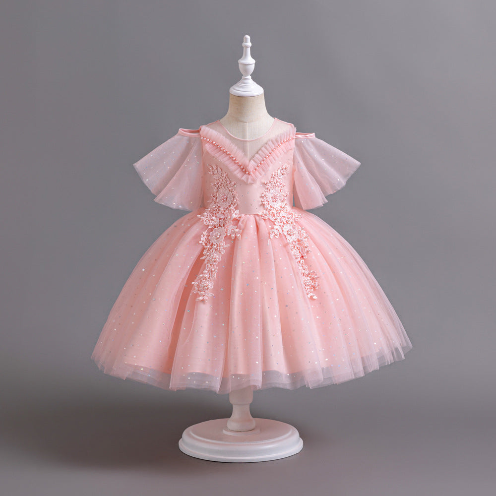 Princess Sequin Pompom Tulle Dress